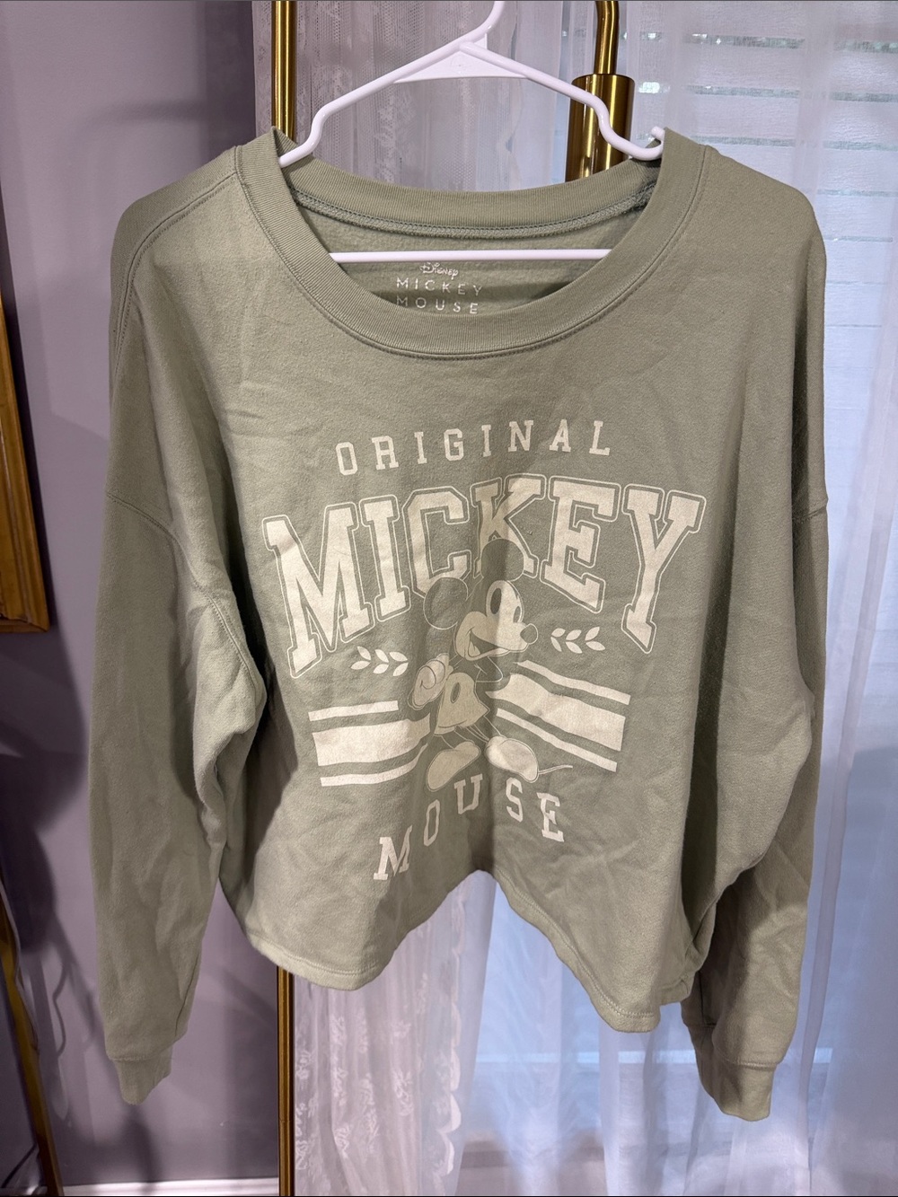 Disney Sage Green Mickey Mouse Pullover Sweatshirt